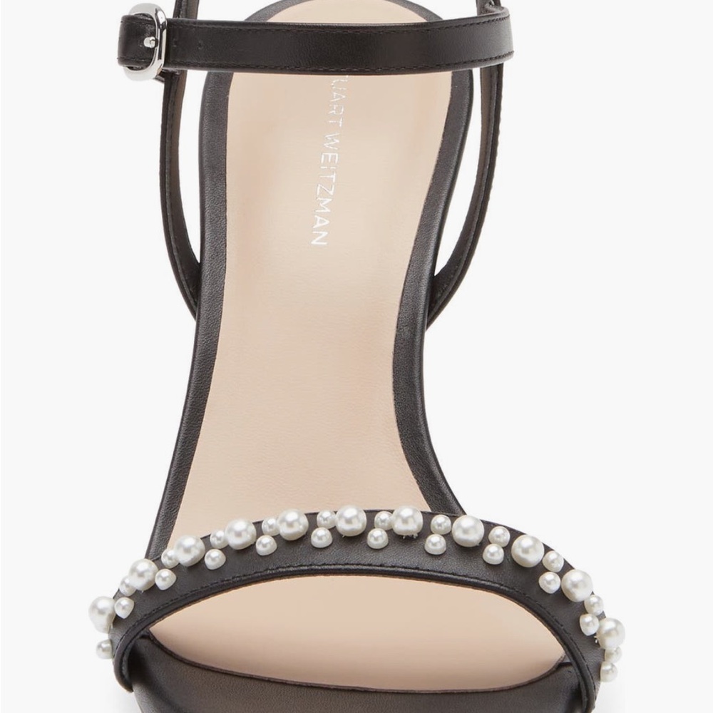 Stuart Weitzman Black Heels with Pearl Accents